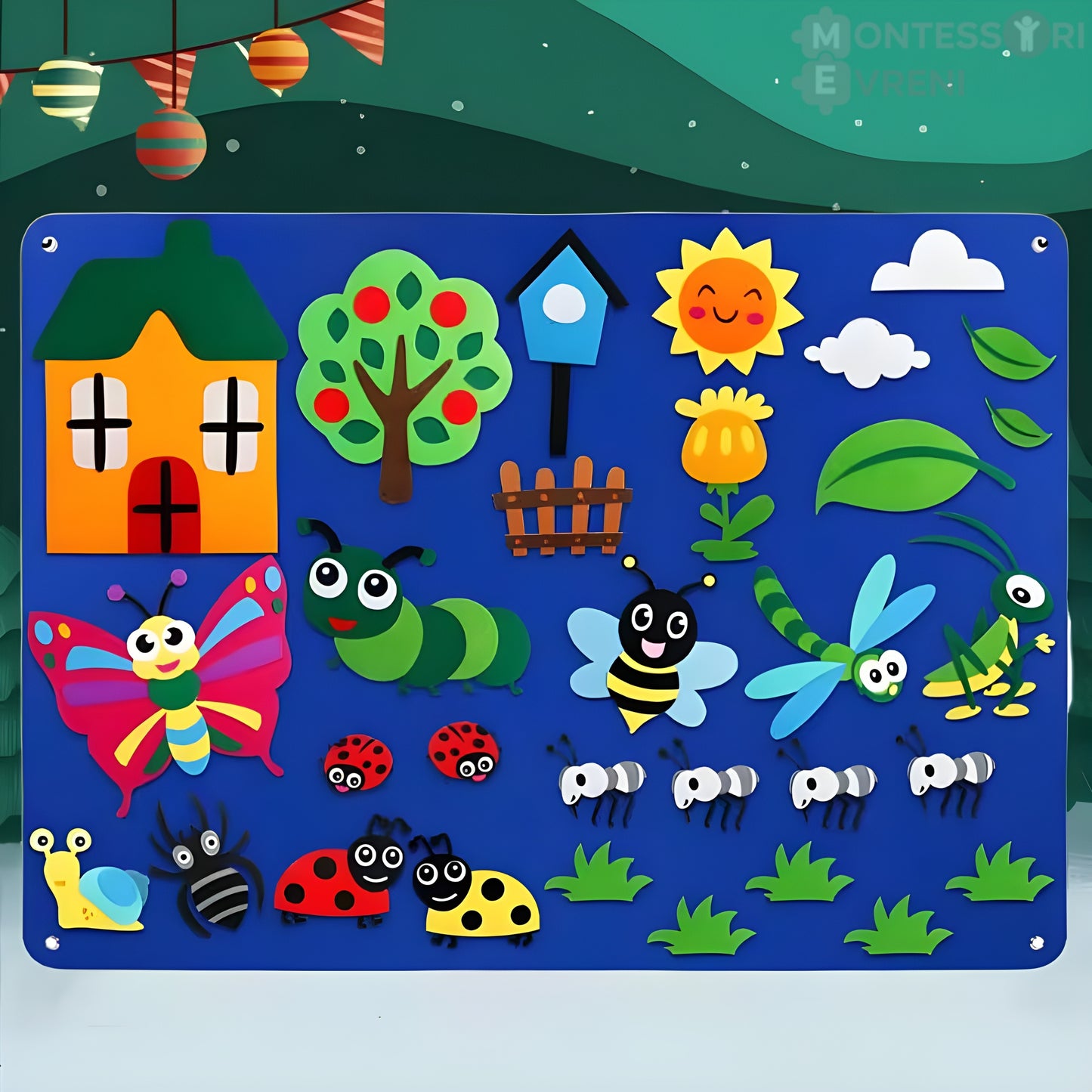 Montessori Keçe Oyun ve Öğrenme Tahtası