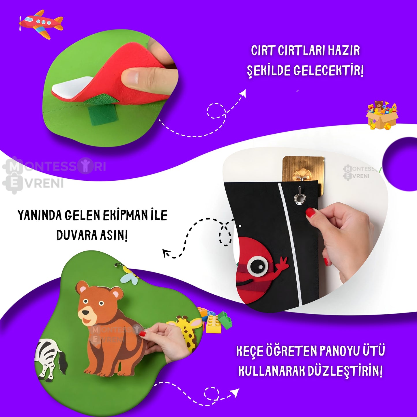 Montessori Keçe Oyun ve Öğrenme Tahtası