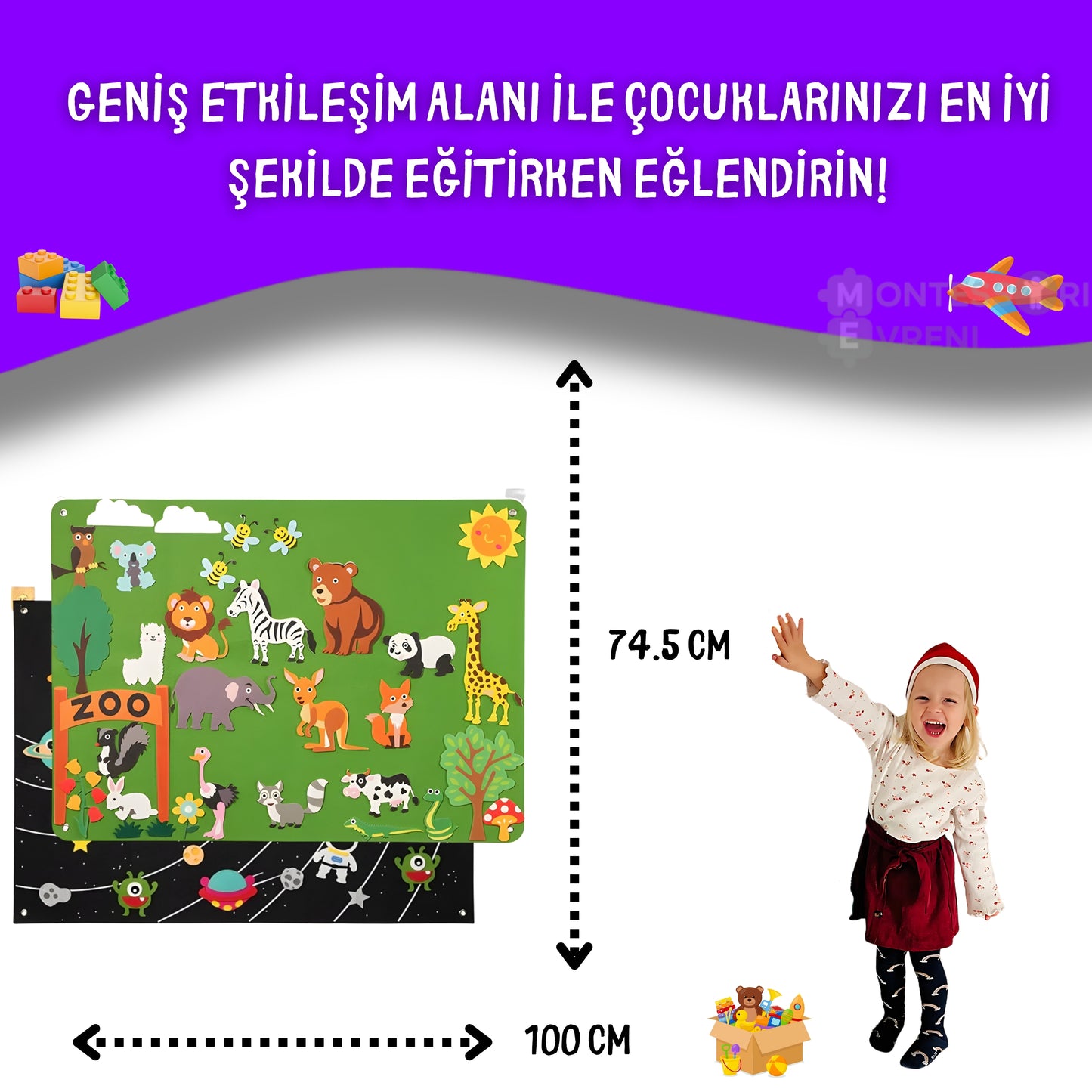 Montessori Keçe Oyun ve Öğrenme Tahtası