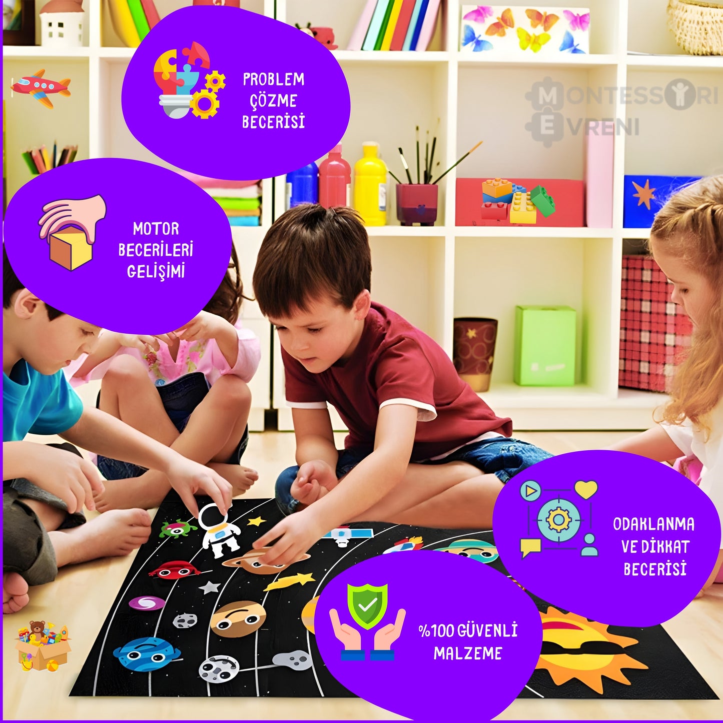 Montessori Keçe Oyun ve Öğrenme Tahtası